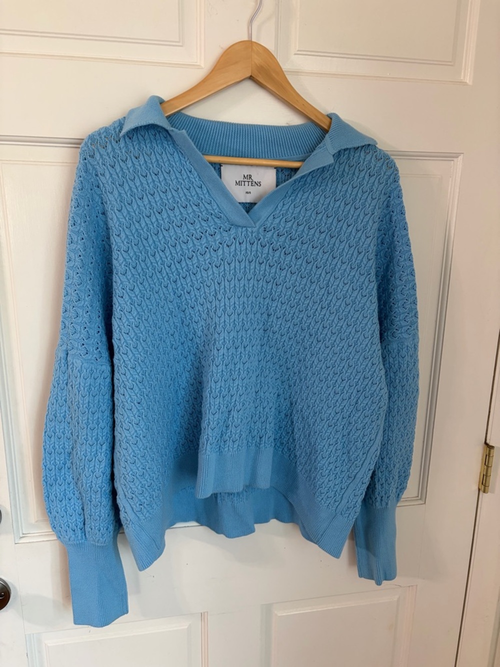 I Love Mr. Mittens Lace Polo 100%- Baby Blue XS/S
